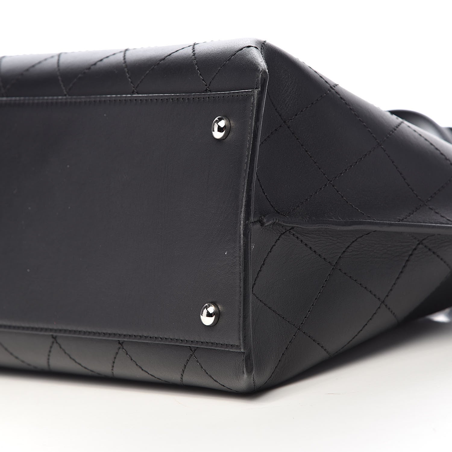 Chanel Calfskin Stitched Shopping Tote Black 9 of 10