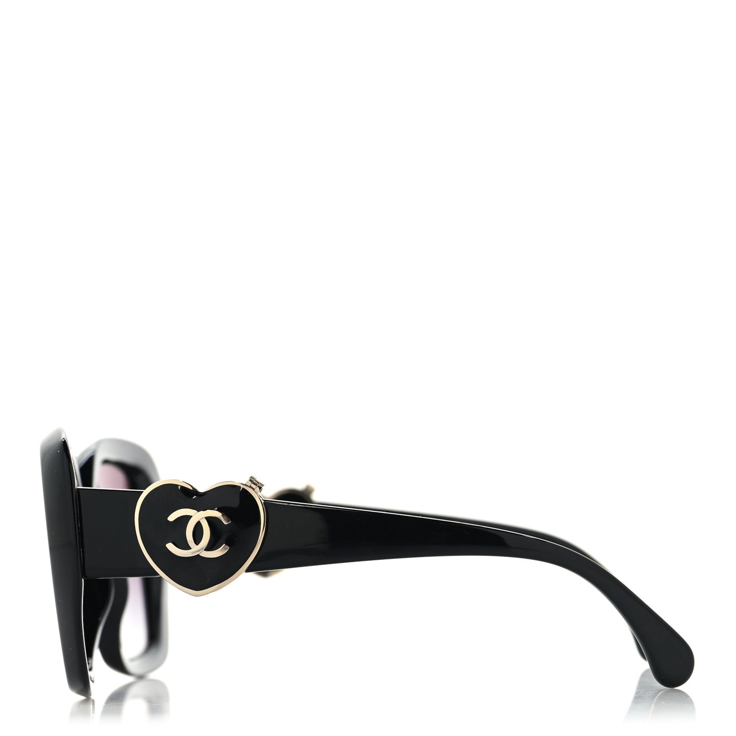 Acetate Enamel Heart Square Sunglasses 5518-A Black