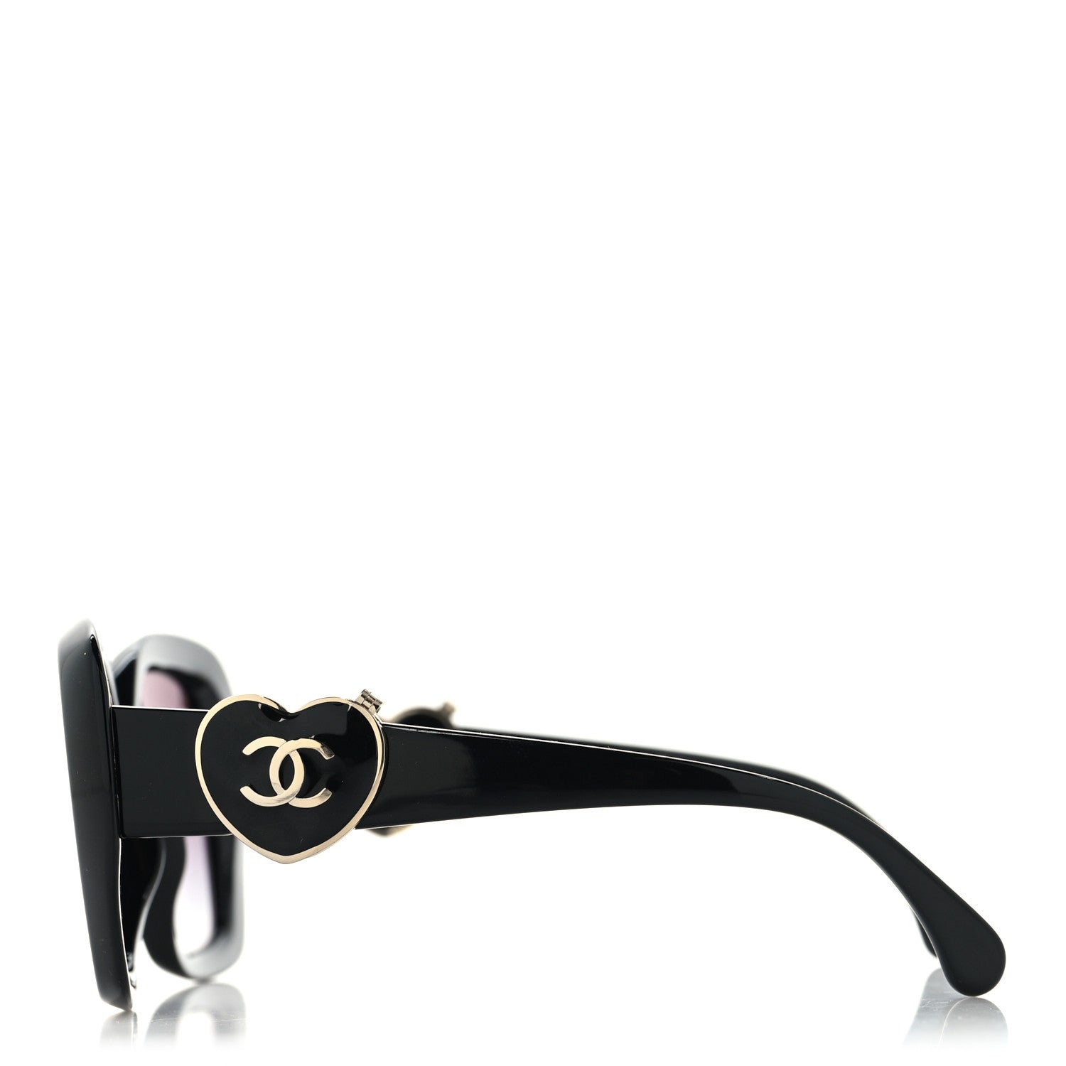 Chanel Acetate Enamel Heart Square Sunglasses 5518-A Black 3 of 8