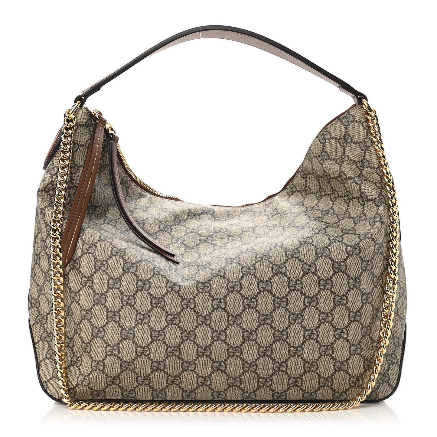 GG Supreme Monogram Large Linea A Hobo Light Brown