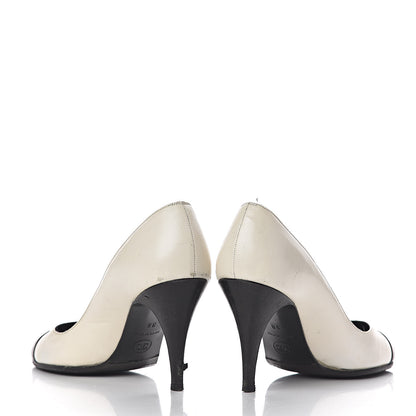 Chanel Lambskin Cap Toe Pumps 38 White Black 19 of 20