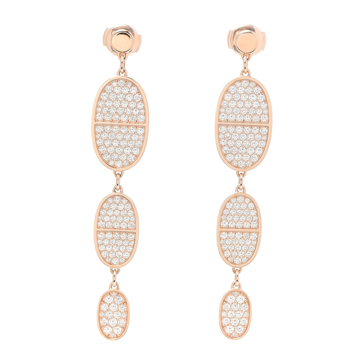 18K Rose Gold Diamond Chaine D'Ancre Verso Earrings
