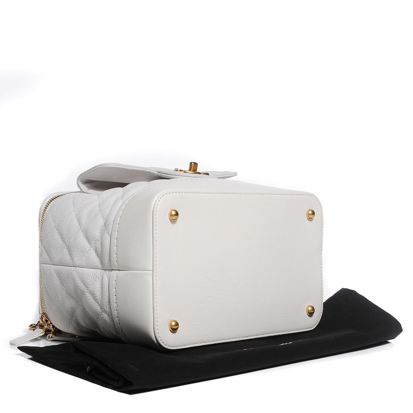 Iridescent Grained Calfskin Globe Trotter Vanity Case White