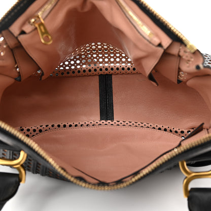 Chloe Calfskin Perforated Medium Marcie Satchel Black 5 of 14