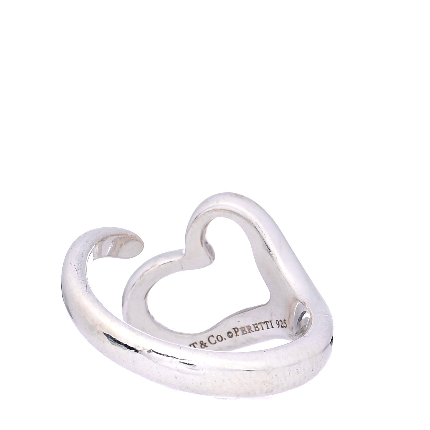 Tiffany Sterling Silver Elsa Peretti Open Heart Ring 54 7 3 of 4