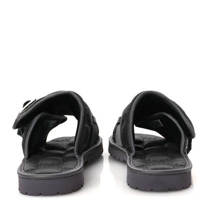 Gucci Nylon Calfskin GG Matelasse Mens Slide Sandals 11 Blue Grey 6 of 10