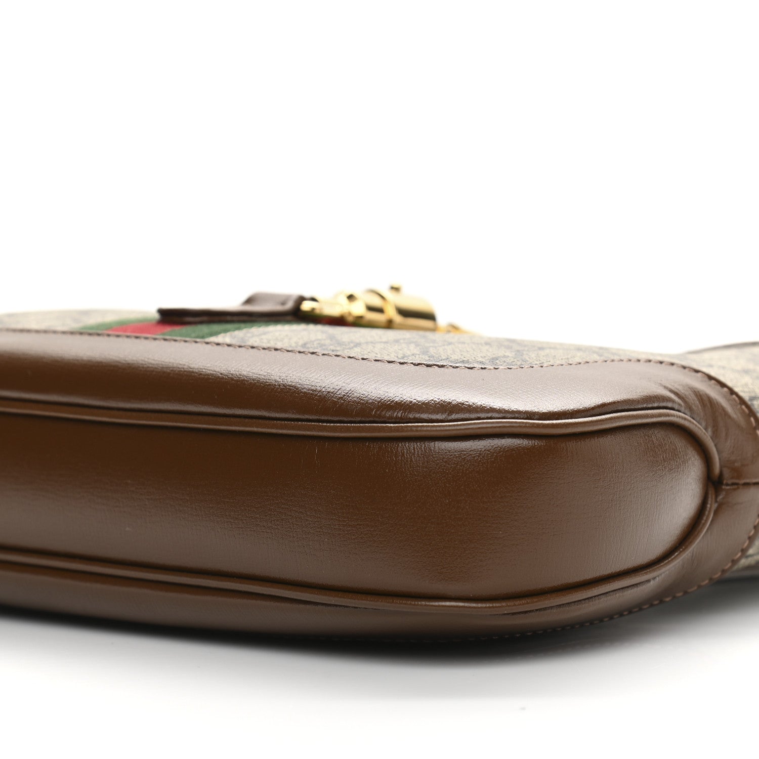 Gucci GG Supreme Monogram Azalea Calfskin Web Small Jackie 1961 Hobo Beige Ebony Brown Sugar 10 of 11