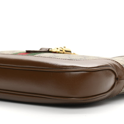 Gucci GG Supreme Monogram Azalea Calfskin Web Small Jackie 1961 Hobo Beige Ebony Brown Sugar 10 of 11