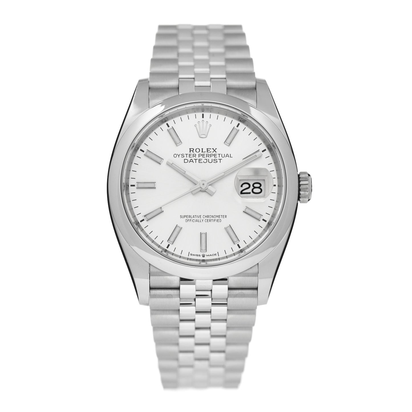 Stainless Steel 36mm Oyster Perpetual Datejust Watch Silver 126200