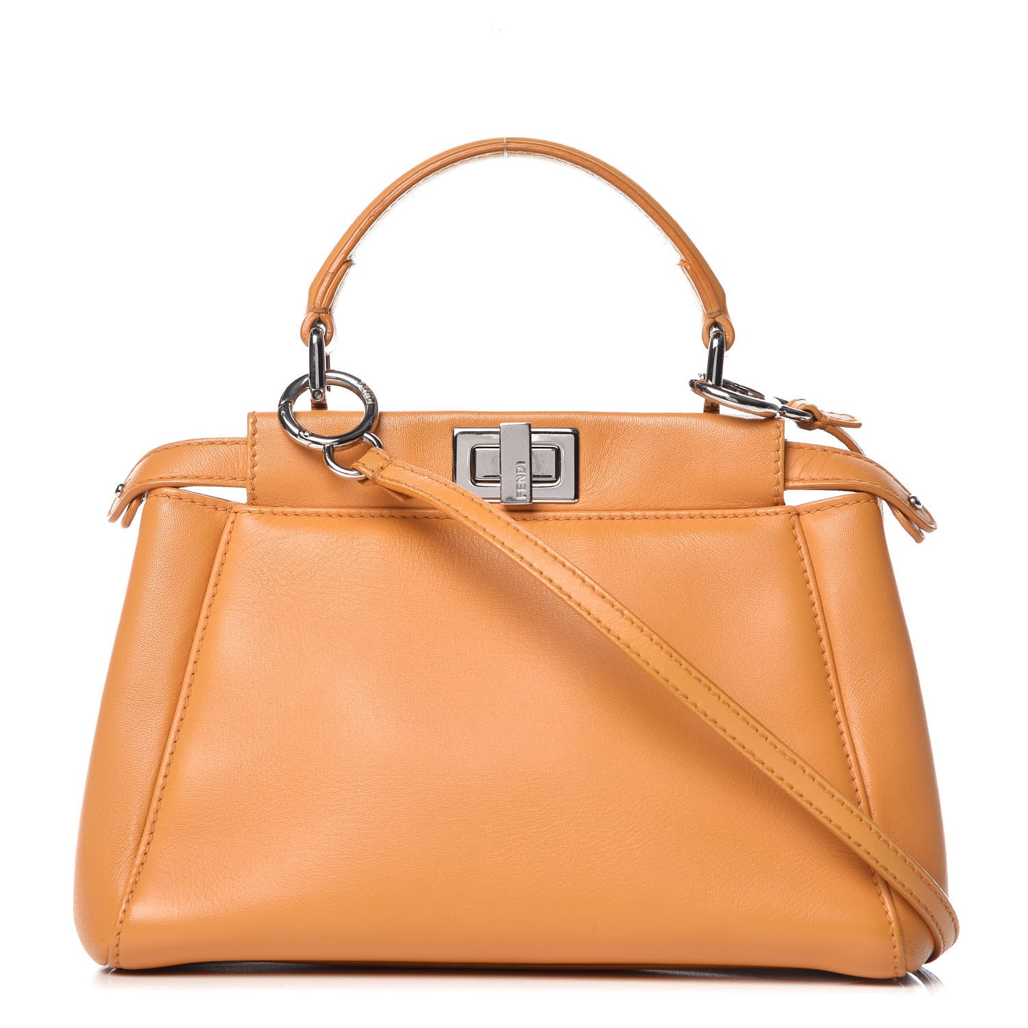 Fendi Nappa Mini Peekaboo Iconic Satchel Giallo Syrup 1 of 10