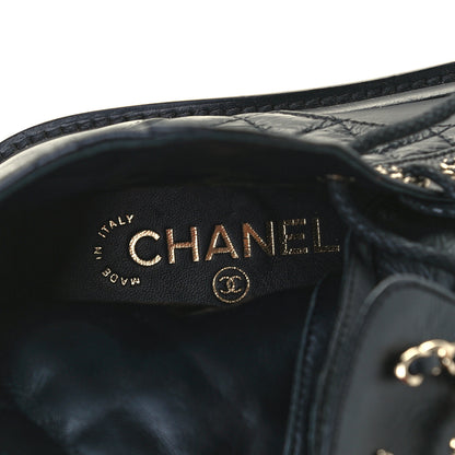 Chanel Lambskin Calfskin Quilted Lace Up Combat Boots 35.5 Black 11 of 13
