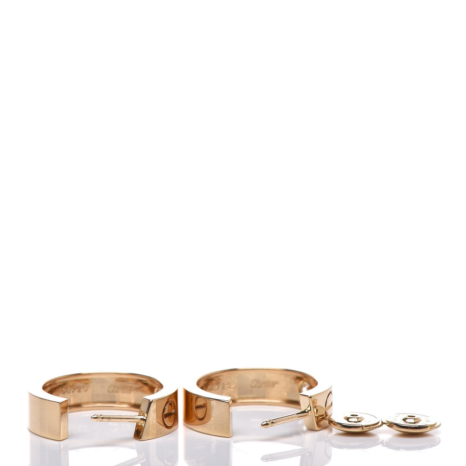 Cartier 18K Yellow Gold 2 Diamond 5.5mm LOVE Hoop Earrings 3 of 5
