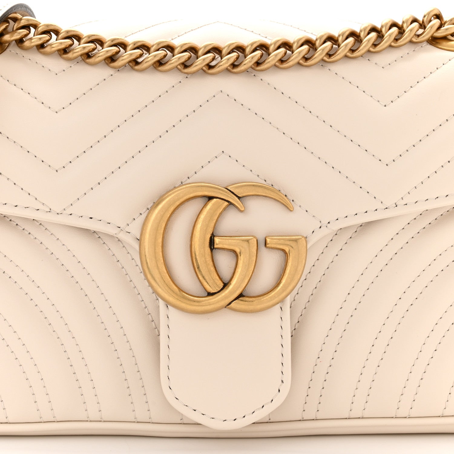 Gucci Calfskin Matelasse Small GG Marmont Shoulder Bag White 8 of 10