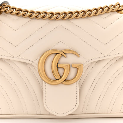Gucci Calfskin Matelasse Small GG Marmont Shoulder Bag White 8 of 10