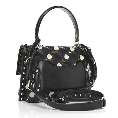 Valentino Garavani Nappa Medium Polka Dot Candystud Top Handle Bag Black White 3 of 9