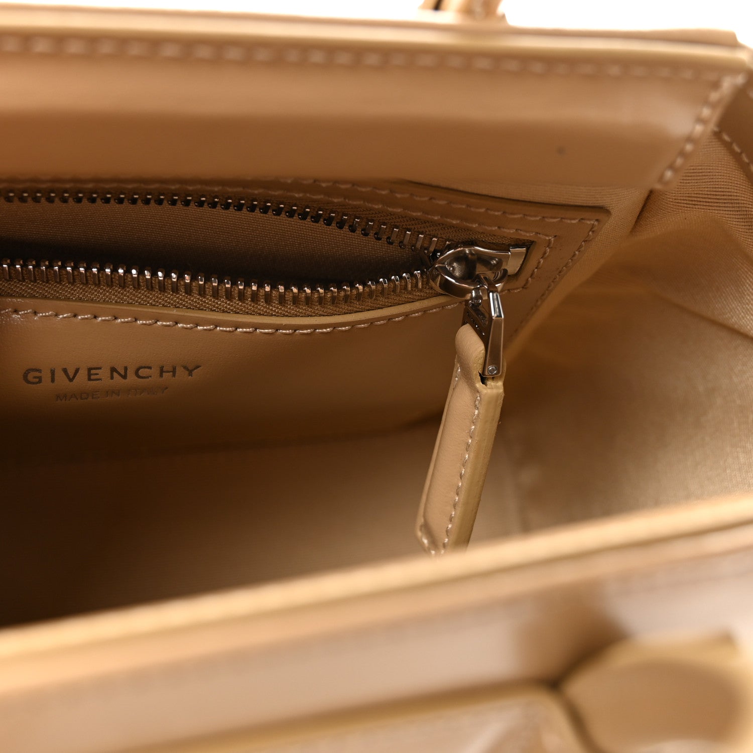 Givenchy Box Calfskin Mini Lock Antigona Shoulder Bag Beige