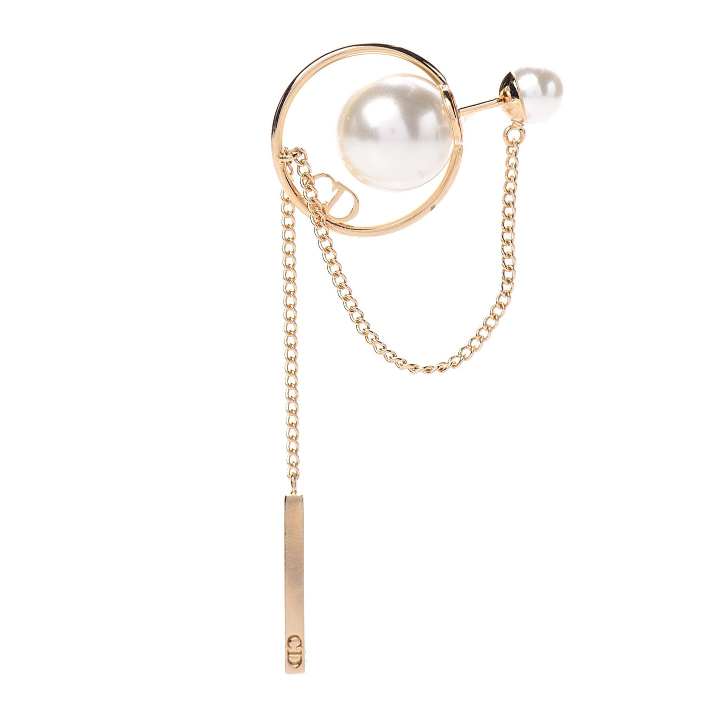Pearl Tribales Dangle Chain Earrings Gold