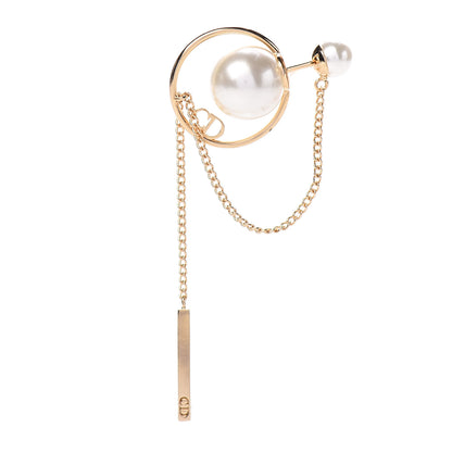 Christian Dior Pearl Tribales Dangle Chain Earrings Gold 3 of 6
