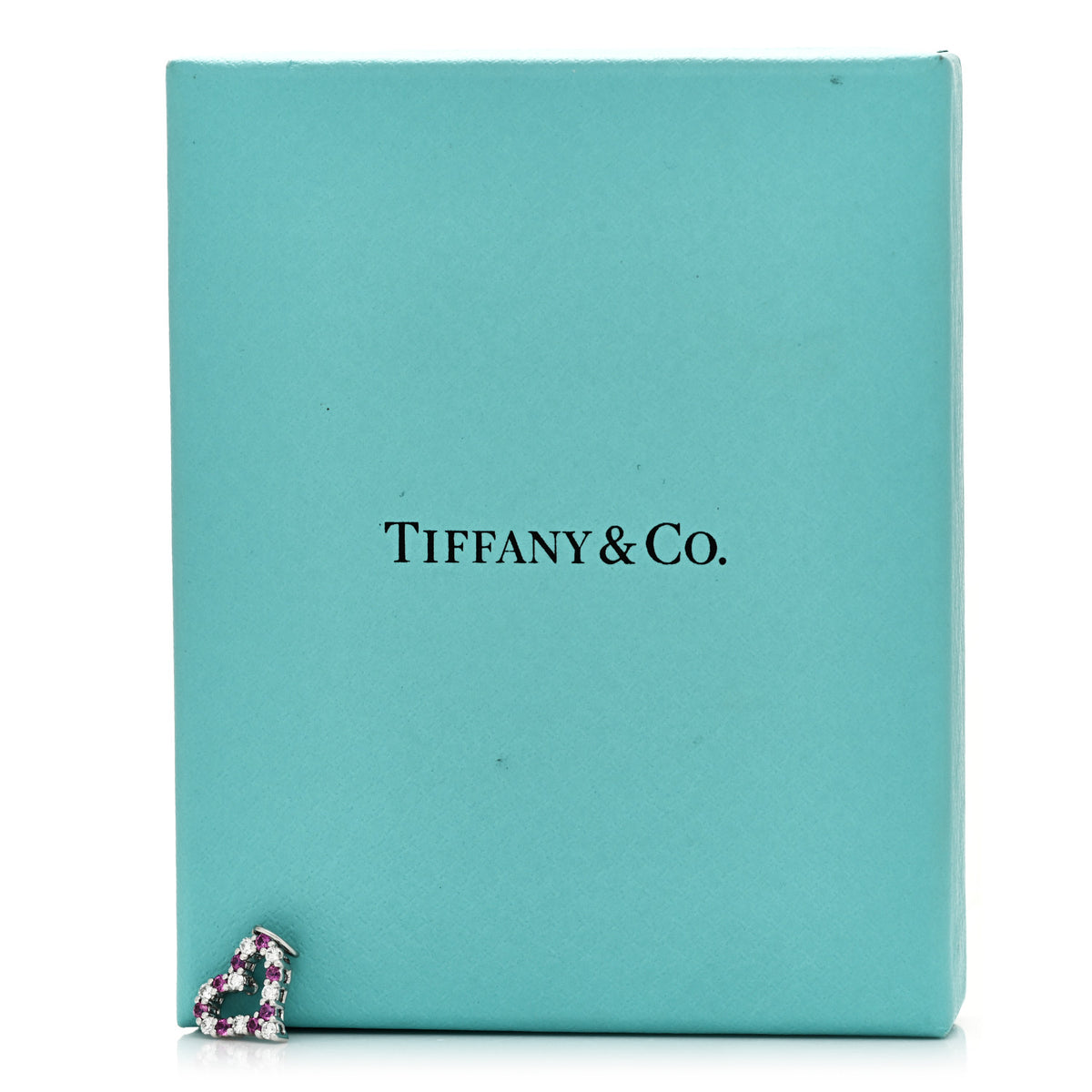 Tiffany Platinum Diamond Pink Sapphire Mini Heart Charm 5 of 5