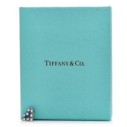 Tiffany Platinum Diamond Pink Sapphire Mini Heart Charm 5 of 5