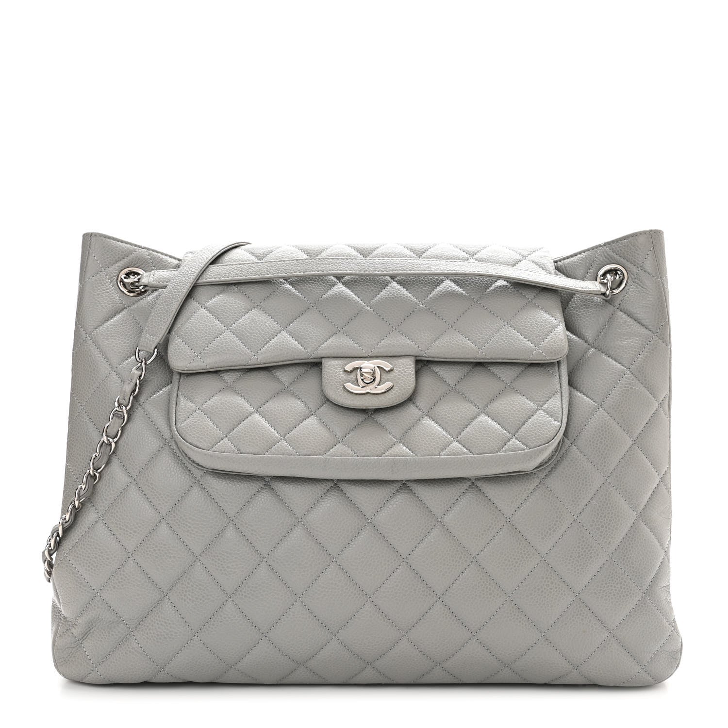 Chanel Caviar Quilted Maxi Paris Edinburgh Flap Light Grey 1 of 13