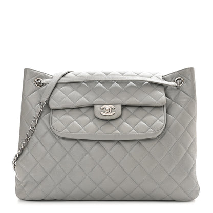 Chanel Caviar Quilted Maxi Paris Edinburgh Flap Light Grey 1 of 13