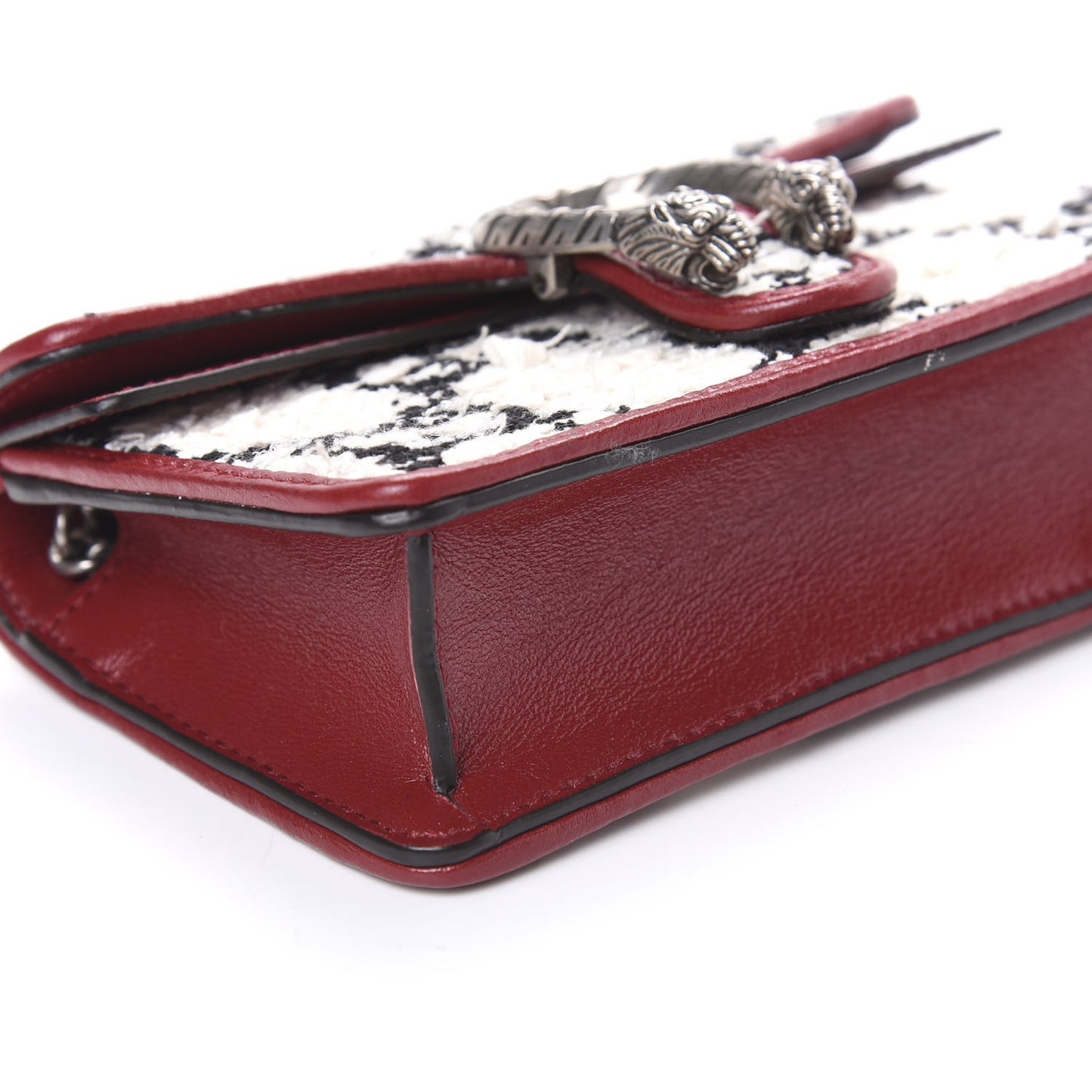 Tweed GG Monogram Super Mini Dionysus Shoulder Bag White Black Romantic Cherry