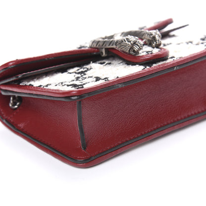 Gucci Tweed GG Monogram Super Mini Dionysus Shoulder Bag White Black Romantic Cherry 6 of 10