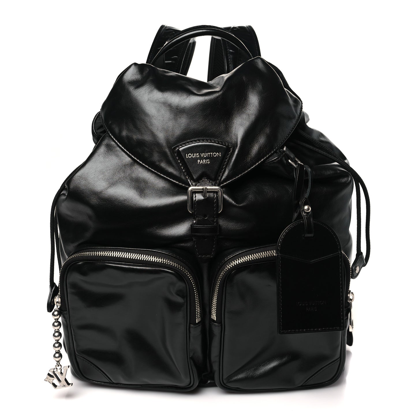 Shiny Calfskin Montsouris Cargo Backpack Black