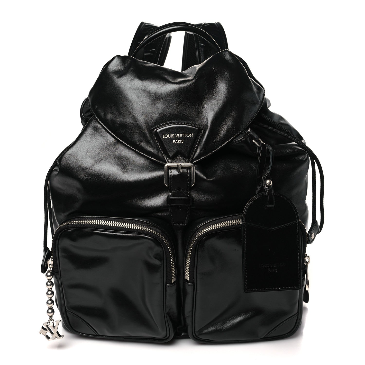 Louis Vuitton Shiny Calfskin Montsouris Cargo Backpack Black 1 of 9