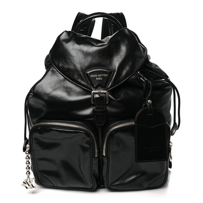 Louis Vuitton Shiny Calfskin Montsouris Cargo Backpack Black 1 of 9