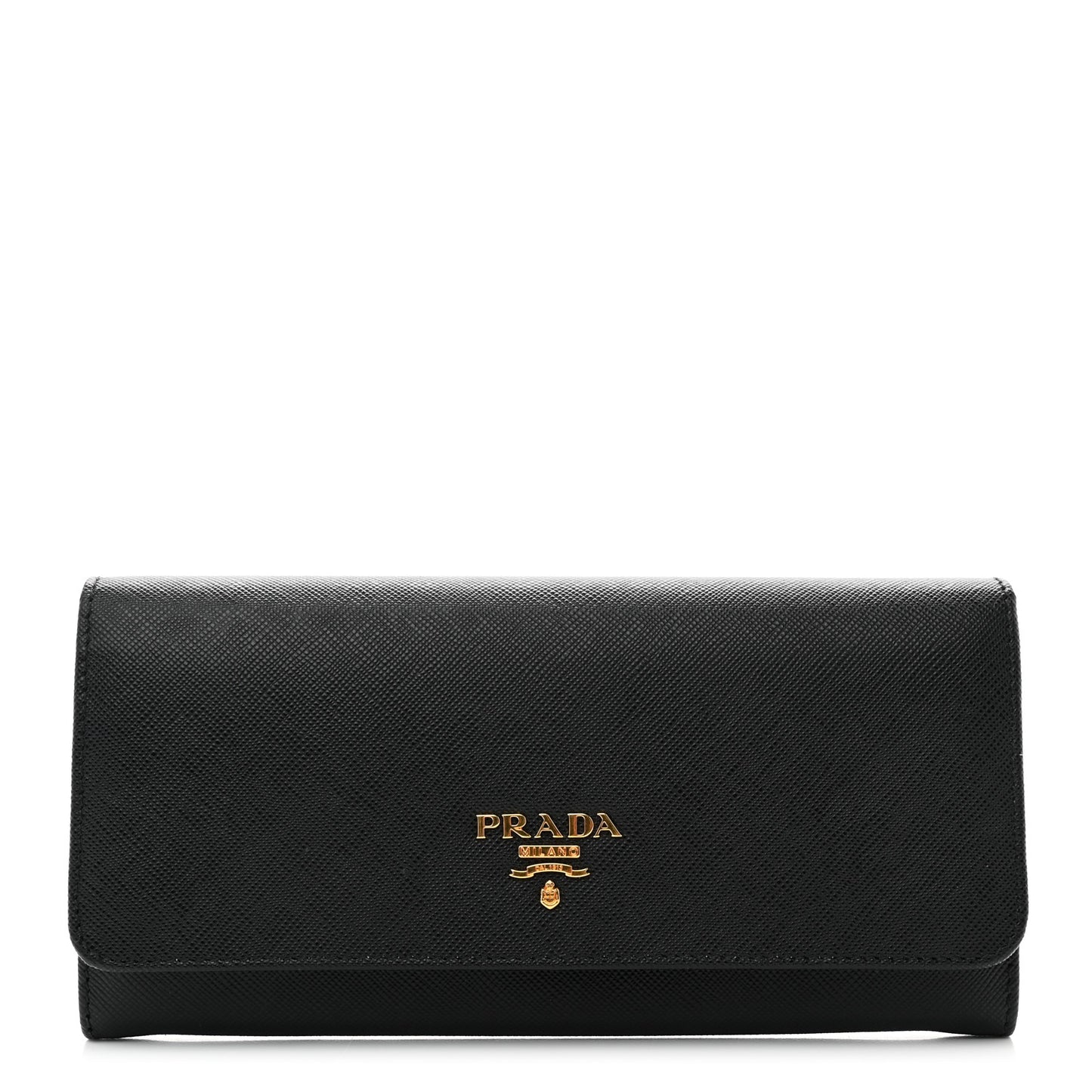 Saffiano Metal Continental Flap Wallet Black