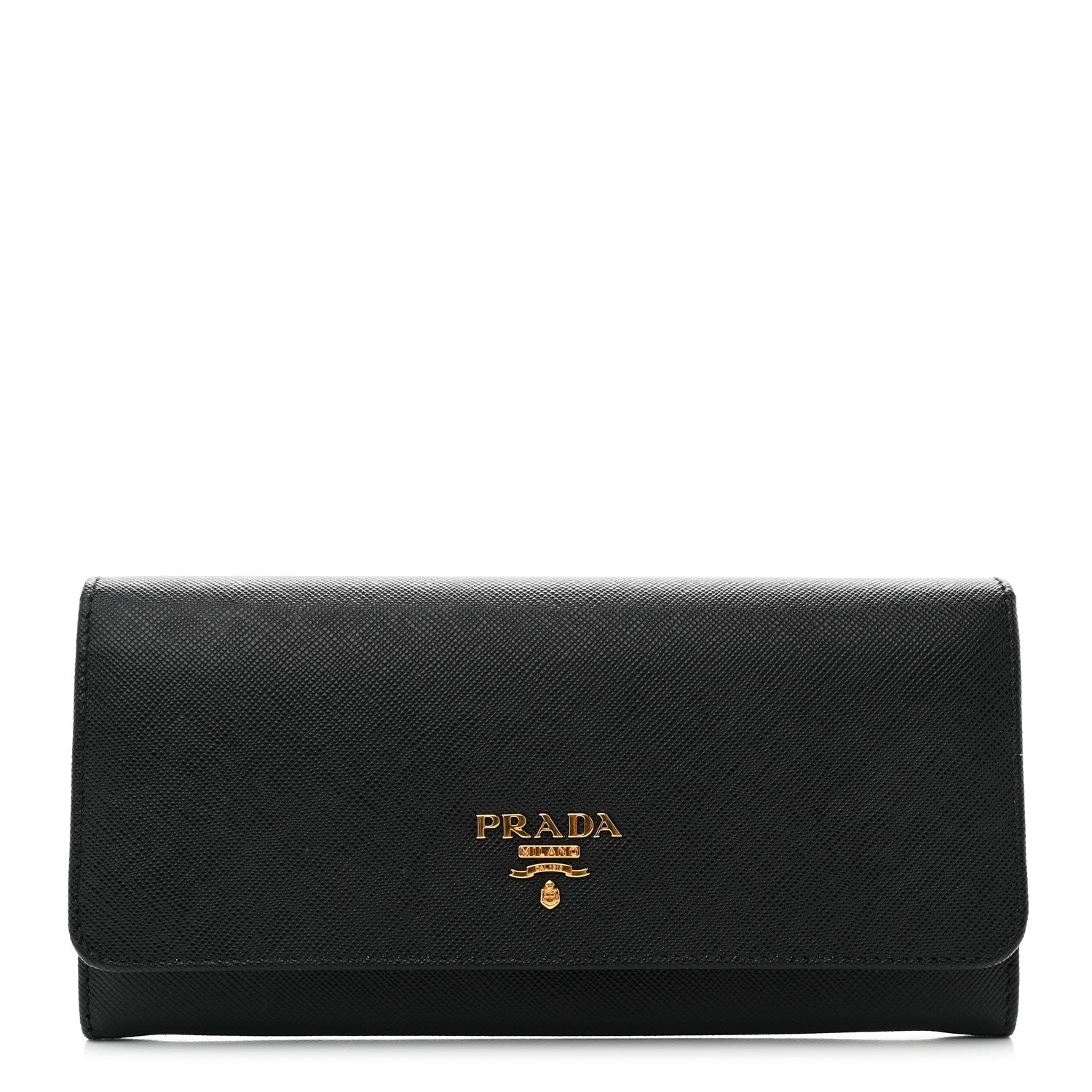 Prada Saffiano Metal Continental Flap Wallet Black 1 of 8
