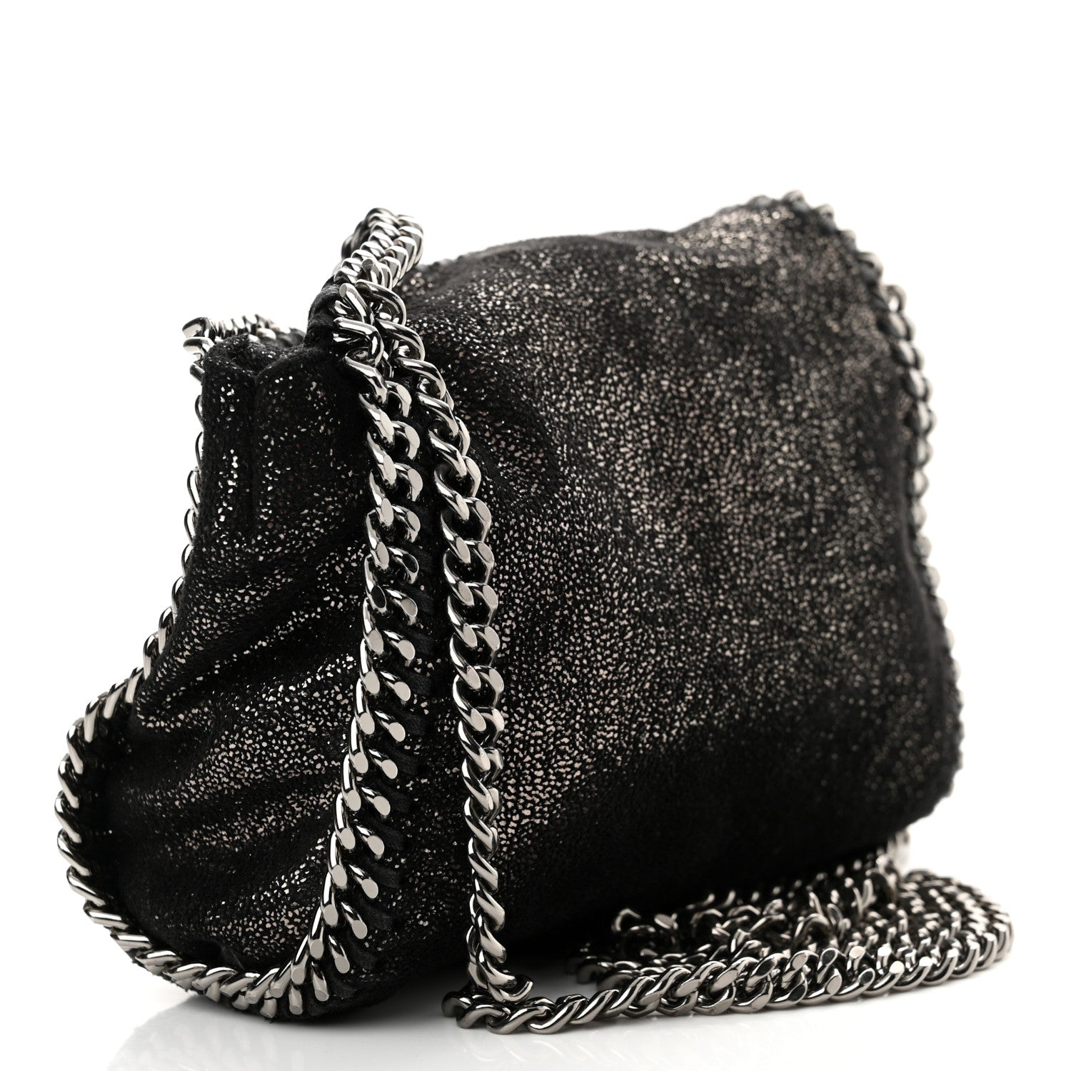 Stella McCartney Chamois Shiny Dotted Tiny Falabella Fold Over Tote Ruthenium 3 of 10
