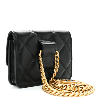 Chanel Lambskin Enamel Quilted Pending CC Flap Belt Bag Black 3 of 11