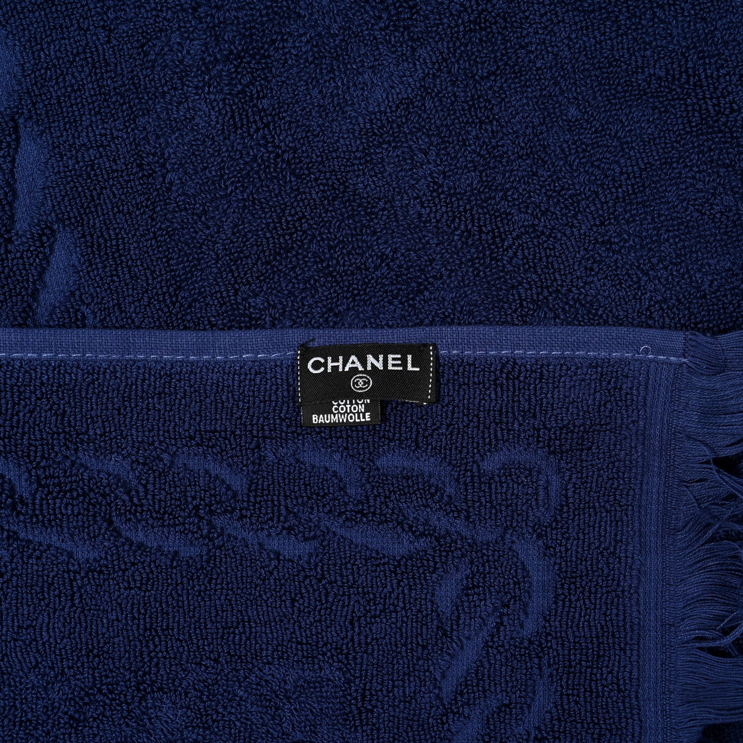 Chanel Terry Cotton CC Beach Towel Blue 4 of 4
