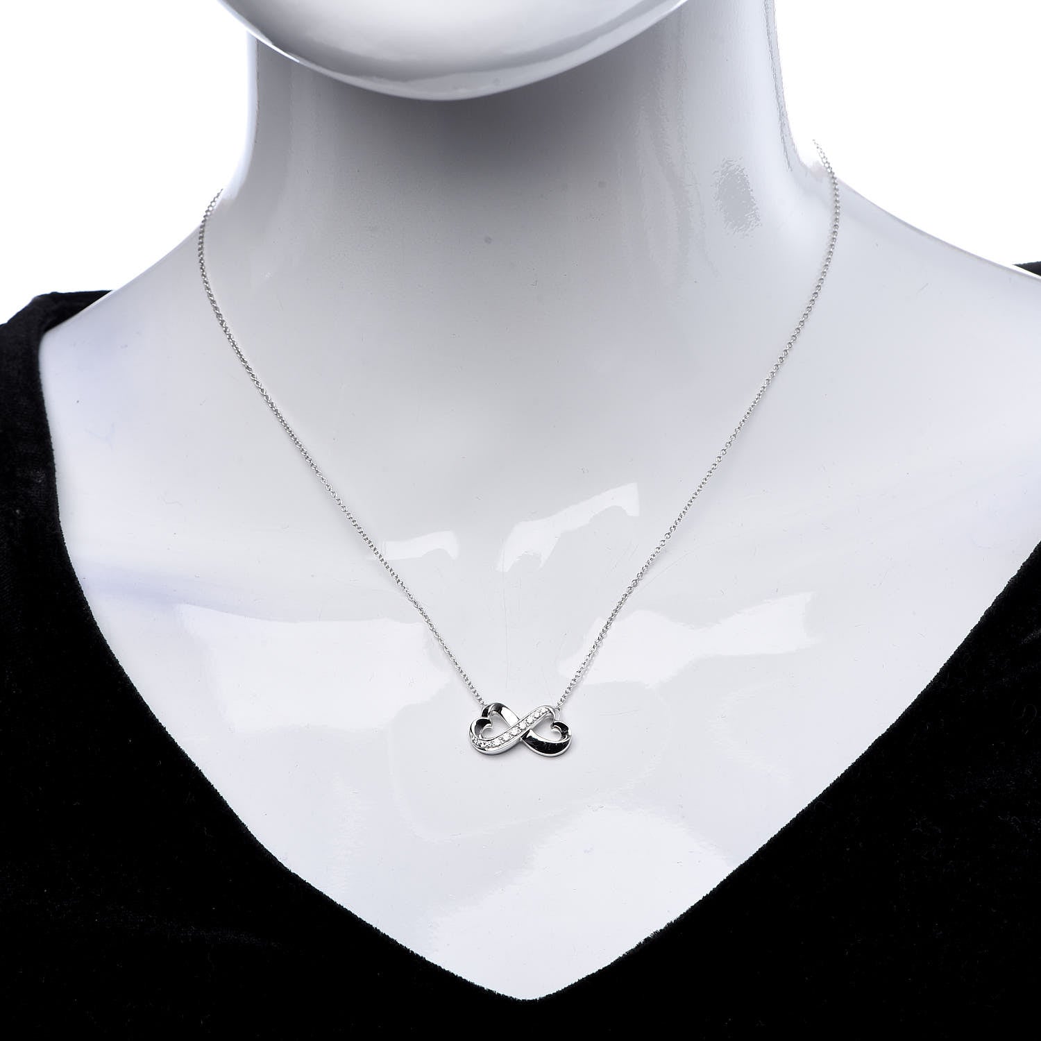 Tiffany 18K White Gold Diamond Paloma Picasso Double Loving Heart Necklace 2 of 7