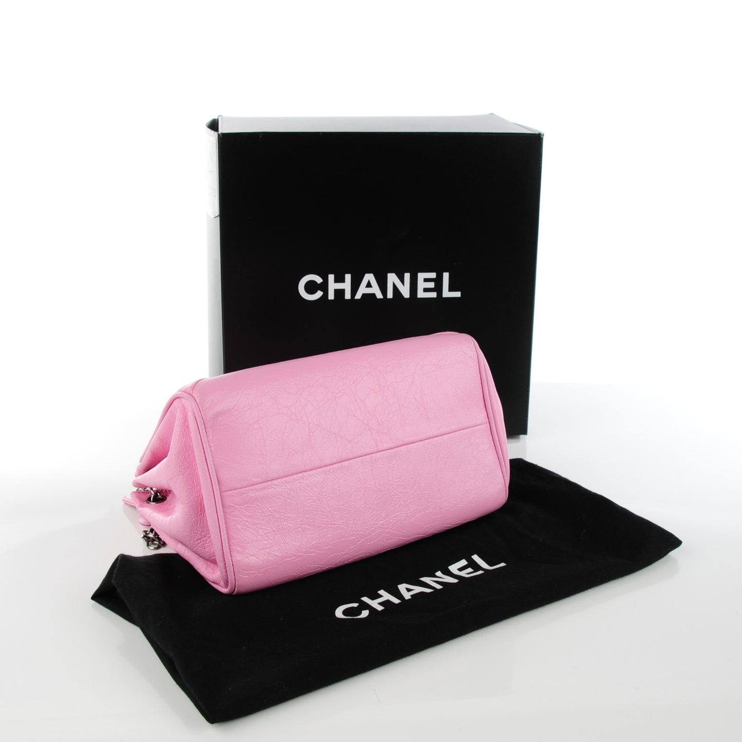 Glazed Calfskin Quilted Lucky Charms Accordion Flap Pink