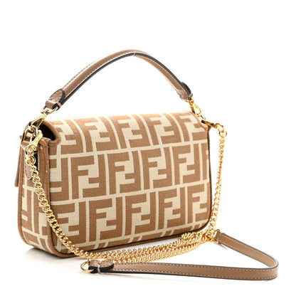 Fendi Fabric Jacquard FF 1974 Mini Baguette Beige 3 of 10