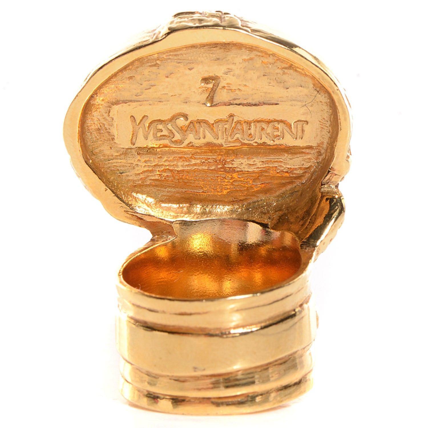 Saint Laurent Glass Cabochon Arty Ovale Ring 7 Gold Coral 4 of 5