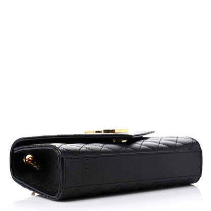 Saint Laurent Grain De Poudre Textured Mixed Matelasse Triquilt Small Monogram Satchel Black 3 of 8