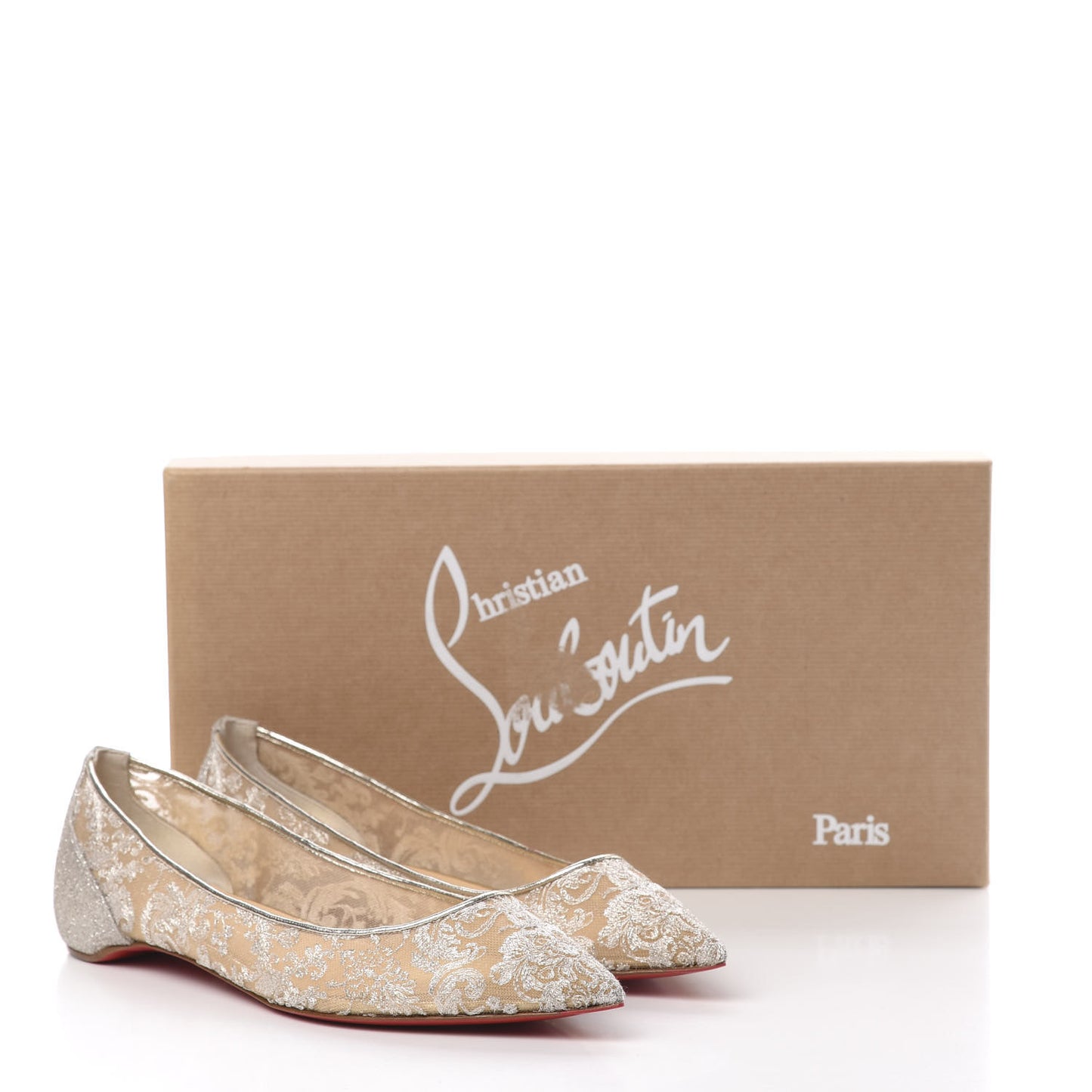 Kid Rete Lace Follies Ballerina Flat 39 Silver