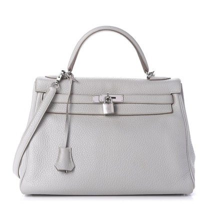 Hermes Taurillon Clemence Kelly Retourne 32 Gris Perle 1 of 13