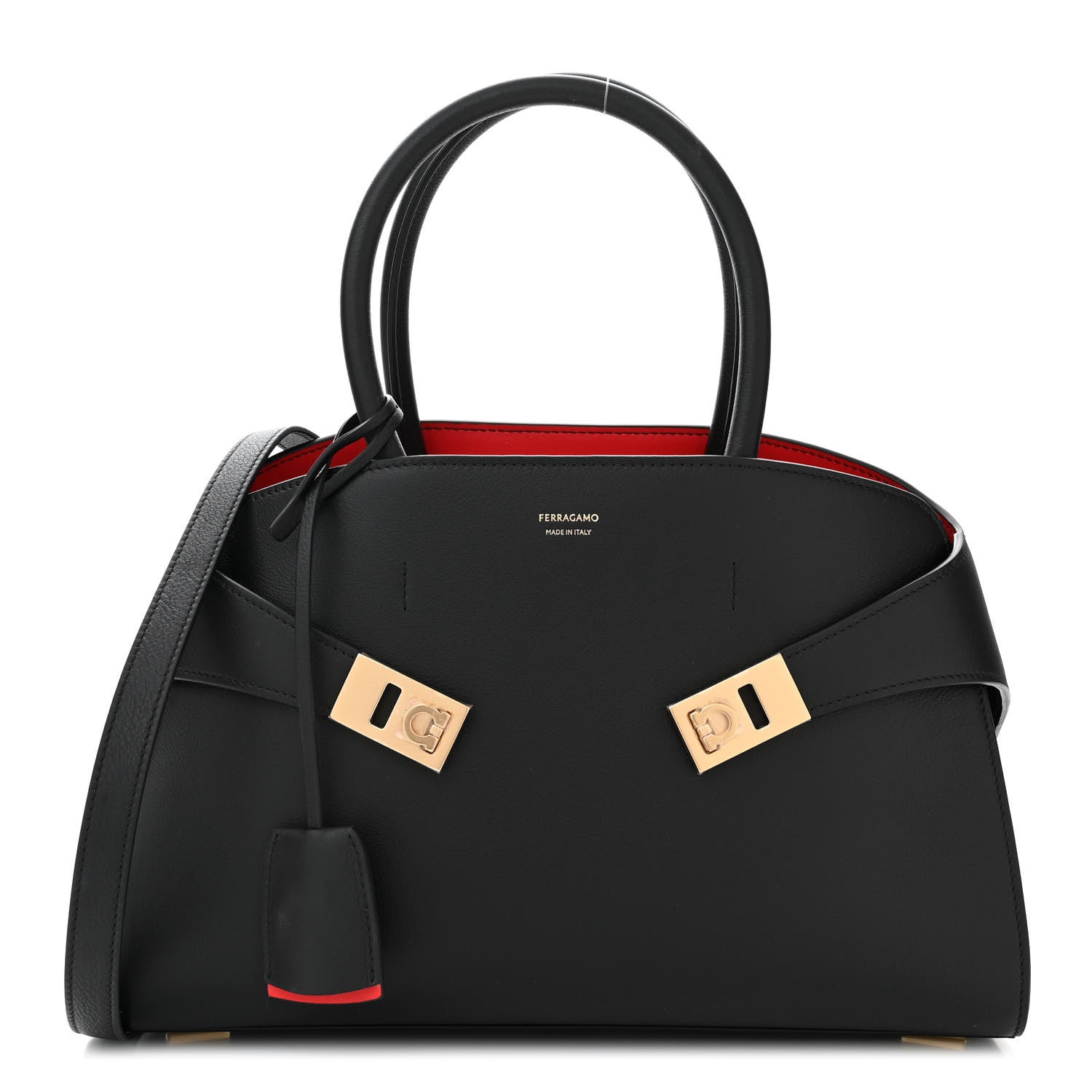 Salvatore Ferragamo Calfskin Small Hug Bag Black 1 of 9