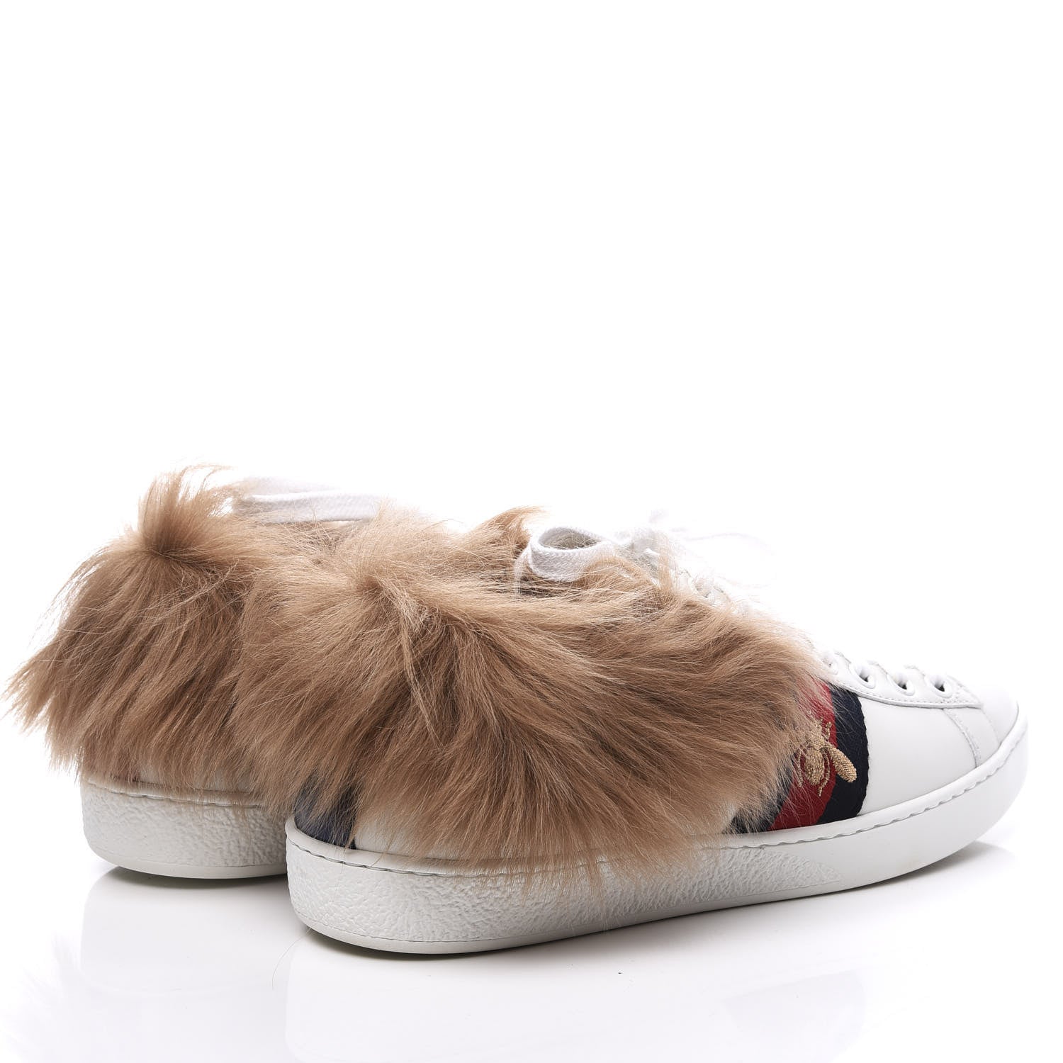 Gucci Calfskin Wool Web Bee Embroidered Womens Ace Sneakers 36 White 4 of 10