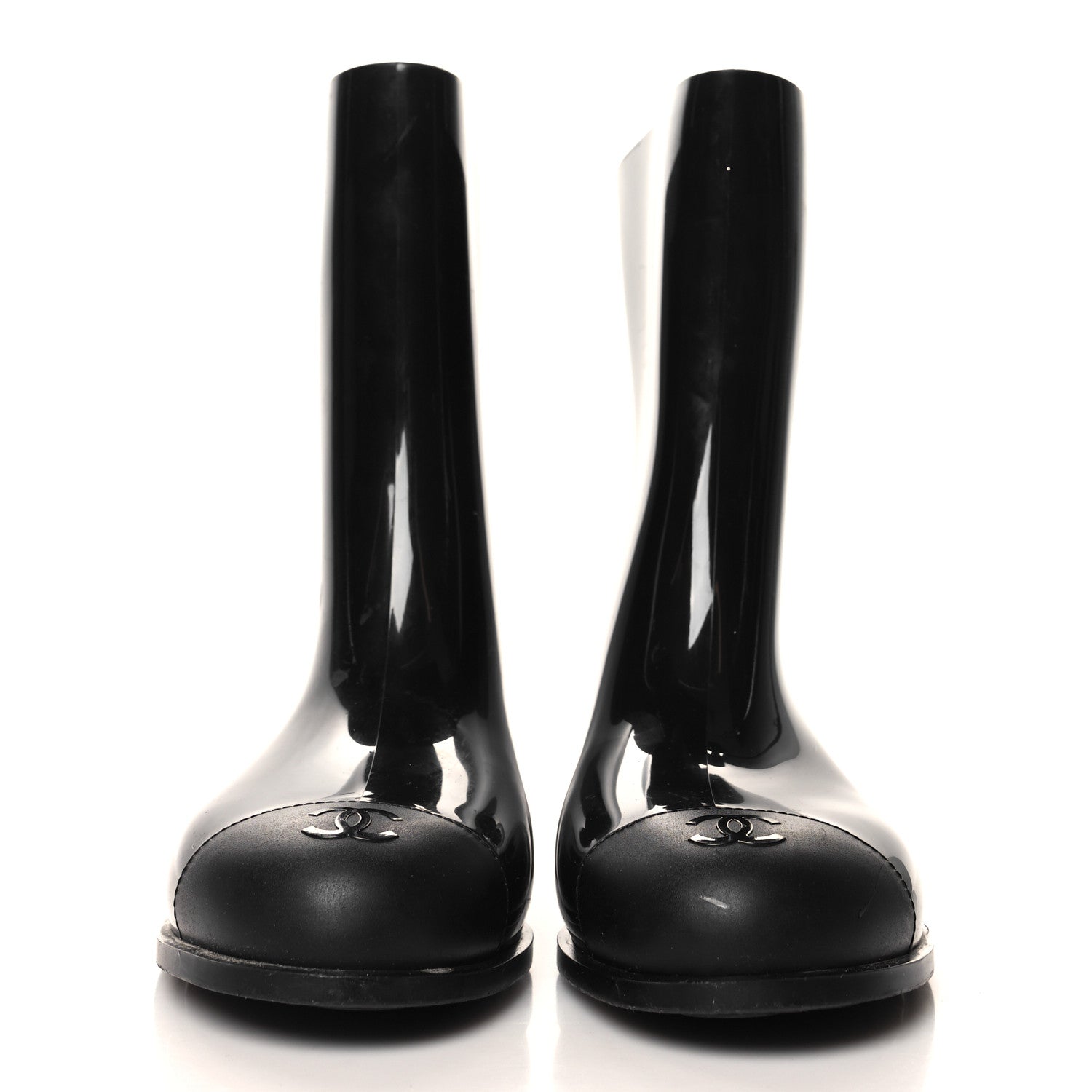 Chanel Rubber Rain Boots 40 Black 3 of 8