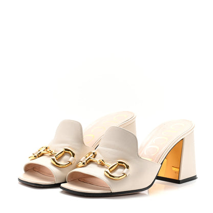 Gucci Nappa Horsebit 75mm Slide Sandals 37.5 Mystic White 4 of 11
