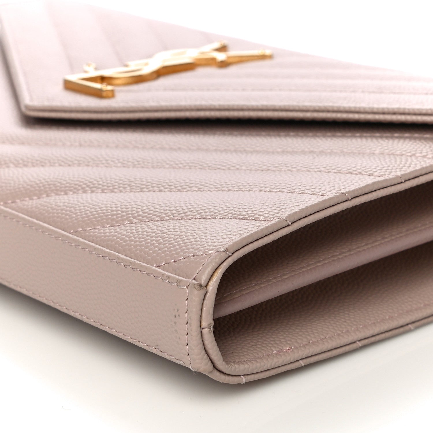 Saint Laurent Grain De Poudre Matelasse Chevron Monogram Chain Wallet Rose Antic 10 of 11