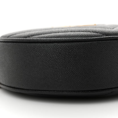 Saint Laurent Grain De Poudre Matelasse Chevron Quilted Round Vinyle Camera Bag Black 9 of 11