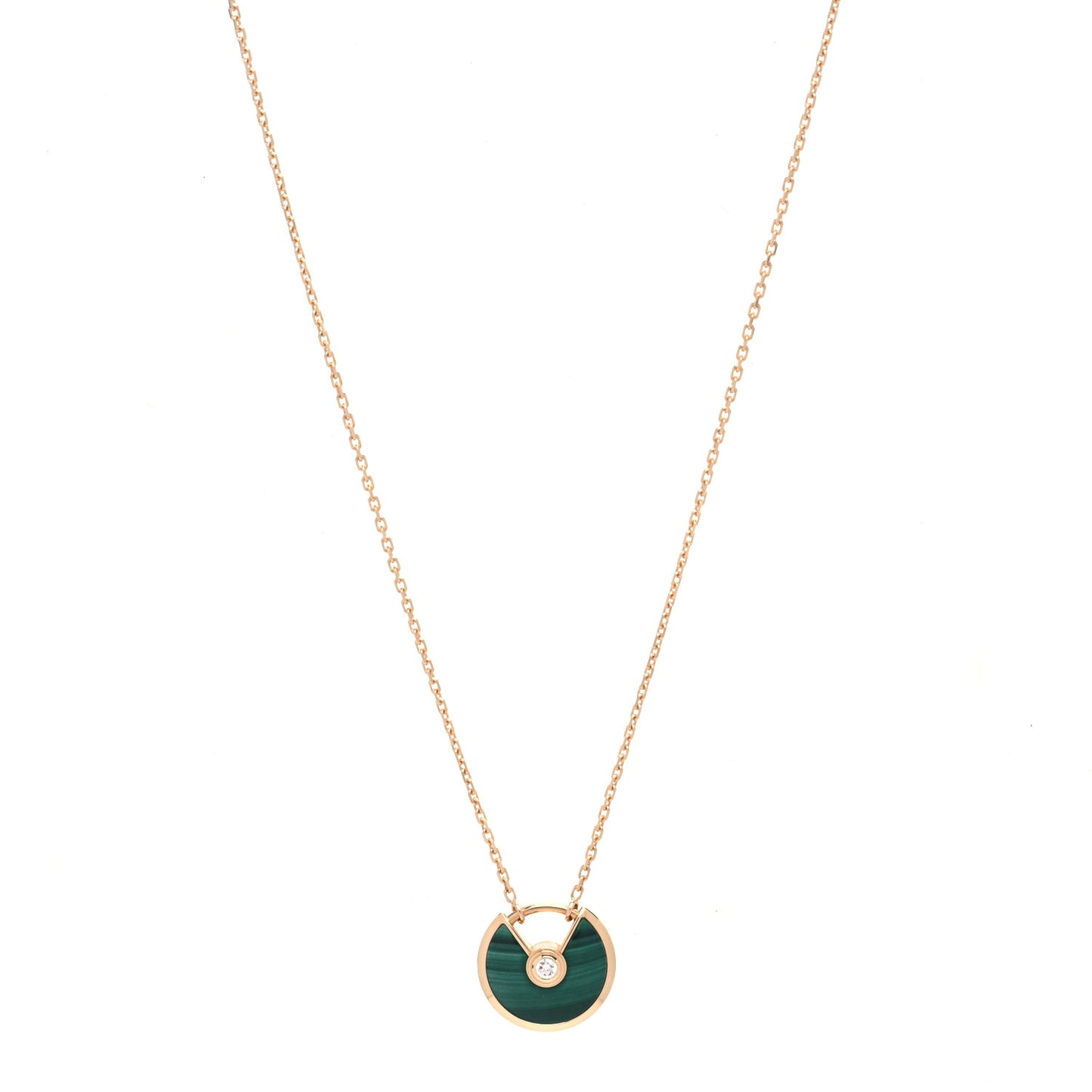 18K Yellow Gold Diamond Malachite XS Amulette de Cartier Pendant Necklace